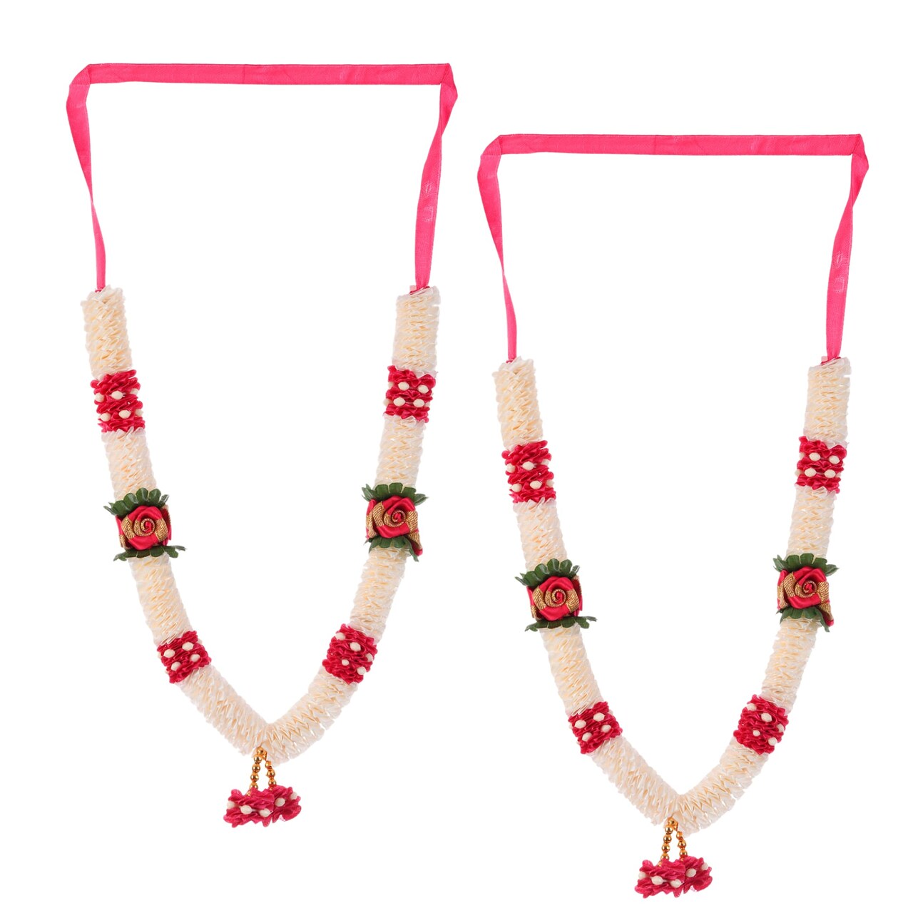 2PC Idol Mala 12 Inch God Goddess Haar Mala Indian Garland Jaimala Makhmali Bhagwan Haar Idol Pooja Item Garland for Photo Frame God Shringar Reusable Satin Mala Temple Decor